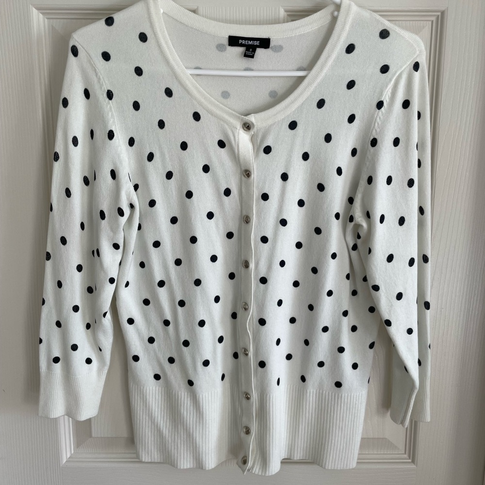 Womens polka dot cardigan.